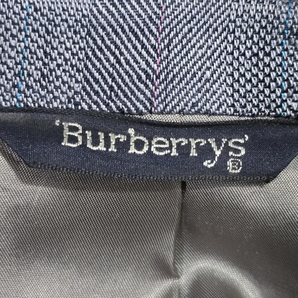 VTG Burberrys Silk Blazer‎ Mens Herringbone 2 Button Sport Coat Blue Size 42R